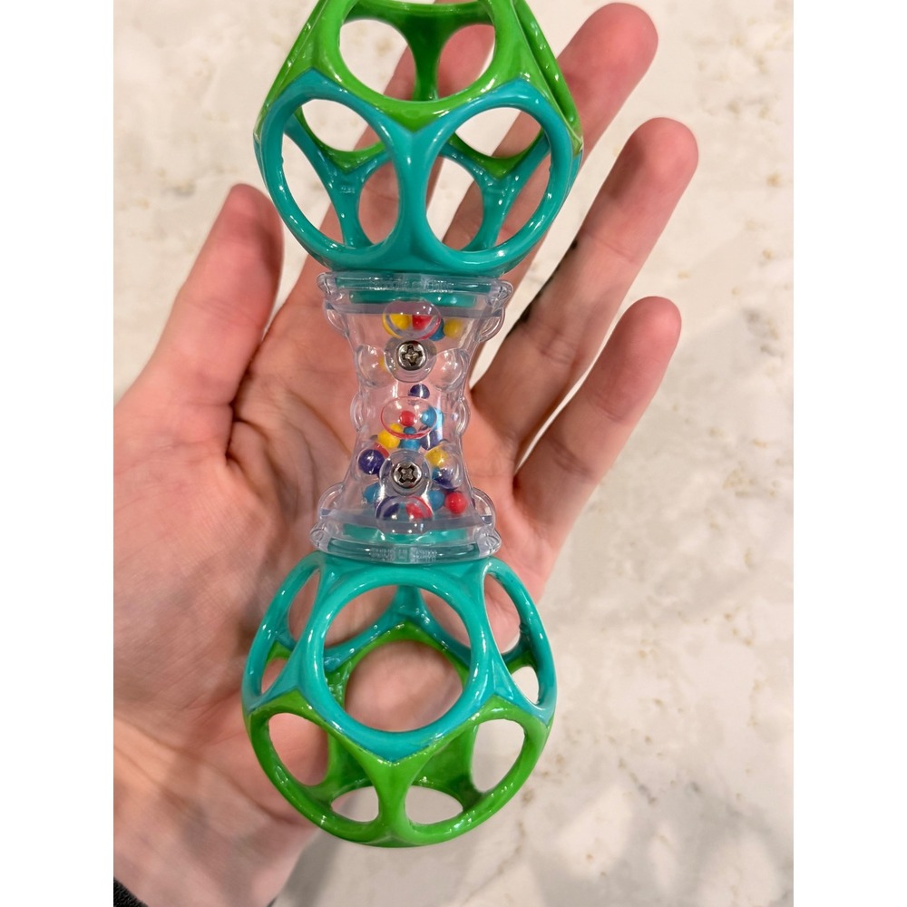 Oball Shaker Rattle Toy Green Teal Blue Infant Sensory Development Easy Grip - Picture 2 of 4